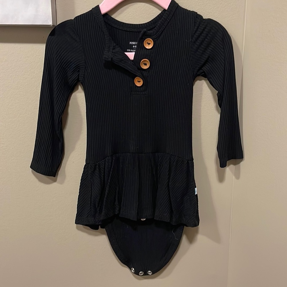 Black Ribbed Posh Peanut Bodysuit Twirl
